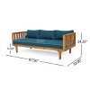 Outdoor Patio 3 Seater Daybed,Waterproof Fabric Upholstered Sofa Bed With Acacia Wood Frame,Indoor Wooden Armrests Sofa Bed-Coolbibila - 4 of 4
