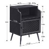 VECELO Mid-Century Nightstand Industrial Bedside End Table with Open Drawer Shelf Brown/Black - 3 of 4