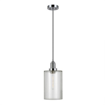 Hudson and Canal 7.87" Wide Pendant with Glass Shade Polished Nickel: Nautical Island Ceiling Fixture, UL Listed