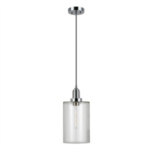 Hudson and Canal 7.87" Wide Pendant with Glass Shade Polished Nickel: Nautical Island Ceiling Fixture, UL Listed - 1 of 4