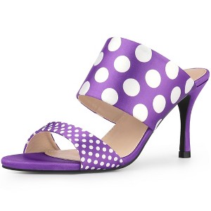 Allegra K Women's Open Toe Polka Dots Stiletto Heel Slides Sandals - 1 of 4