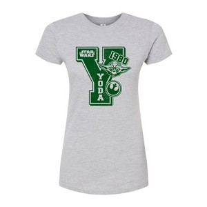 Women's - Star Wars - Yoda Letterman Fitted Graphic T-Shirt - 1 of 3