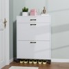 ChicFurnit Shoe Racks 2 Flip Drawers Shoe Cabinet Dust Protected Freestanding Shoe Cabinet for Entryway, White, 32"*10"*43" - 2 of 4