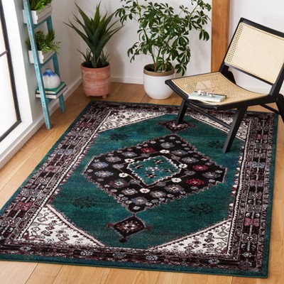 Black Geometric 8' x 10' Synthetic Easy-Care Area Rug