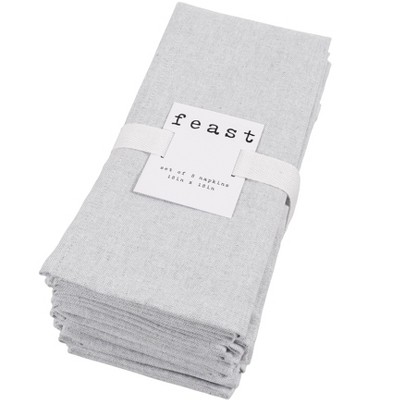 Kaf Home Overbrook Chambray Napkins Set Of 8 - 18" X 18" - Gray : Target