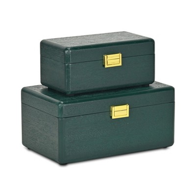 Cheung's Sable Set of 2 Boxes with Gold Handles - Green