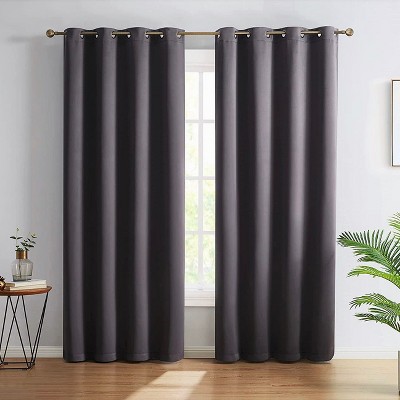 HLC.ME Oxford Curtains for Living Room, Room Darkening Energy Saving, Insulated Darkening Window Grommet Panels, Set of 2