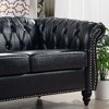 CAVINAS Chesterfield Sofa with Rolled Arm, Modern PU Leather 3 Seater Sofa Couch, Upholstered Vintage Couch for Living Room - 2 of 4