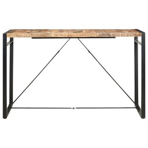 vidaXL Industrial Style Dining Table - Rectangular Mango Wood Bar Table with Steel Legs - Brown Light - Easy to Assemble - 70.9"x35.4"x43.3" - 1 of 4