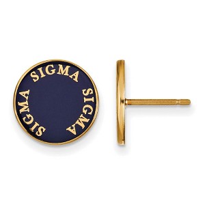 Black Bow Jewelry 14k Yellow Gold Plated Sterling Silver Sigma Sigma Sigma Greek Life Stud Earrings - 1 of 3