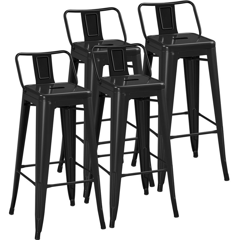 Yaheetech 30" H Metal Bar Stools Set of 4 for Home Restaurant, Black, 1 of 9