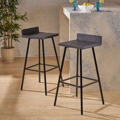 Coolbibila-Set Of 2 Barstool, Bar Chair High For Outdoor,  Armless Design With Low Backrests Bar Chair Stool, Modern Bar Chair