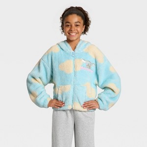 Girls' Cinnamoroll Woobie Hooded Zip-Up Sweatshirt - Blue - 1 of 4