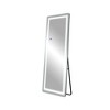 LED Aluminum Frameless White Full-Body Mirror 160x40x2cm with Stand - 2 of 4