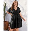 BLUEMING Plus Size Womens Dresses V Neck Floral Flutter Sleeve Midi Surplice Dress Waist Belted Floral Tie Waist Dress Bell Sleeve Dress Flowy Dress - 3 of 4