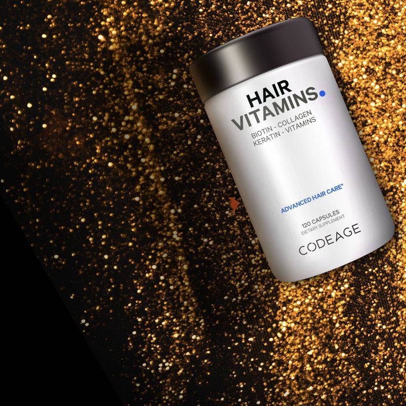 Codeage Hair Vitamins Biotin 10000 mcg Keratin Collagen Supplement Capsules - 120ct, 6 of 16