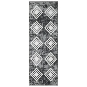 Washable Modern Geometric Grid Rug Non Slip Low Pile Rug Soft Contemporary Throw Floor Cover Foldable Indoor Carpet for Living Room Bedroom - 1 of 4