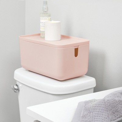 Blush Pink Stackable Lidded Plastic Storage Box