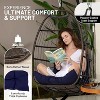 SereneLife SWC66DB.5 Hanging Egg Swing Chair with Stand - Rattan Wicker Egg-Shaped Swing, Waterproof Seat Cushion, and Headrest (Deep Blue) - 4 of 4