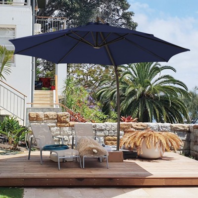 HYLEORY 10ft. Outdoor Curvy Cantilever Umbrella with Sand Bag Base