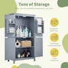 Elegant Bathroom Floor Storage Cabinet Bathroom Storage Unit Freestanding Cabinet with 4 Doors - 4 of 4