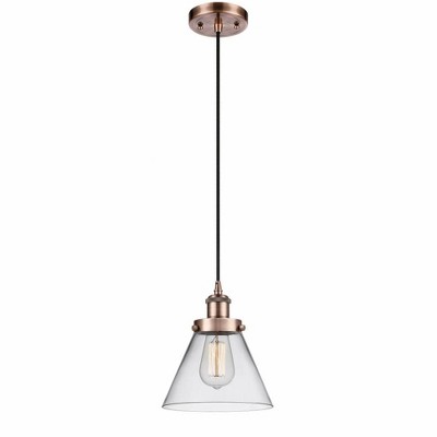 Cone - 1 Light Cord Hung Mini Pendant In Industrial Style-10 Inches Tall and 8 Inches Wide