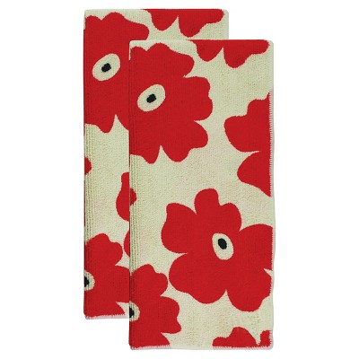 2pk 16&#34;X24&#34; Microfiber Dish Towel Red/Tan - Mu Kitchen
