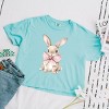 Bunny Watercolor With Bow - Women's Boxy Crop Top Graphic T-Shirt - 2 of 4