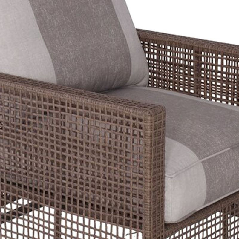 Four Seasons Courtyard Radde 3 Piece Woven All Weather Wicker Stylish Deep Seating Chat Furniture Set for Small Spaces, Beige/Oatmeal, 3 of 7