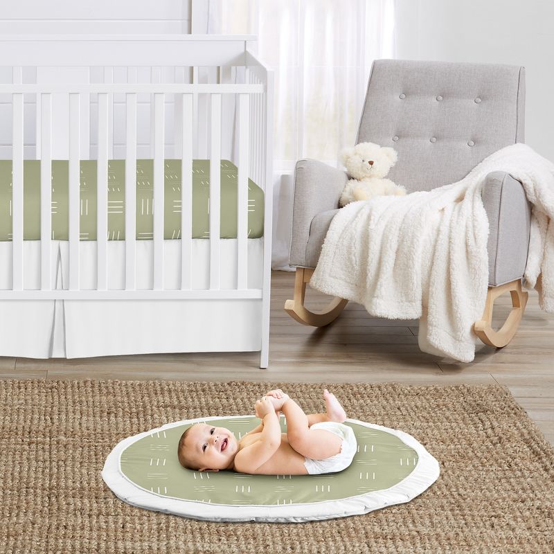 Sweet Jojo Designs Boy or Girl Gender Neutral Unisex Baby Tummy Time Playmat Boho Hatch Green and White, 3 of 6