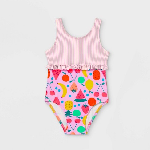 Toddler Girls Fruit Print One Piece Swimsuit Cat Jack Lavender Target