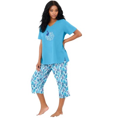 Dreams & Co. Plus Size 2-Piece Capri PJ Set