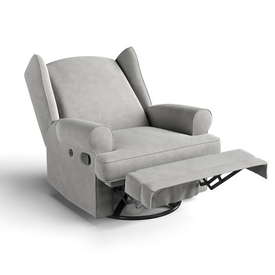 Serenity Wingback Steel Gray Swivel Recliner with USB Port