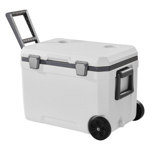VEVOR Portable Cooler, 45 QT Wheeled Cooler with Ice Retention, Heavy-Duty Handles and Cup Holder, Lightweight Rigid Material, White - 1 of 4