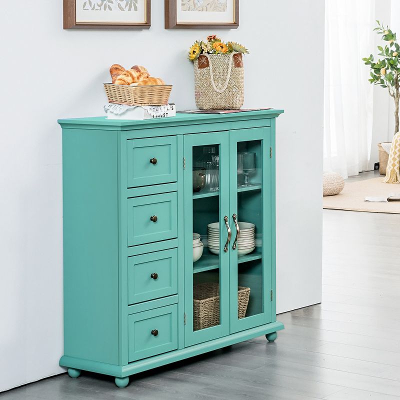 Costway Buffet Sideboard Table Kitchen Storage Cabinet w/ Drawers & Doors White\Blue\Green, 2 of 11
