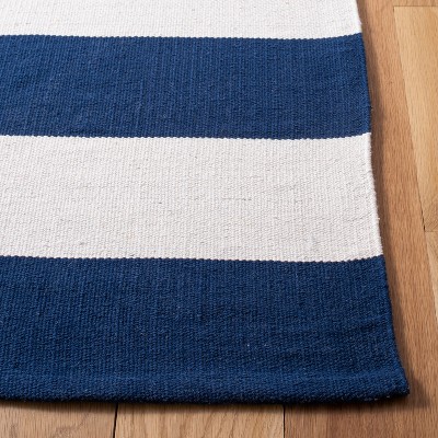 Montauk Navy and Ivory Handwoven Cotton Runner Rug