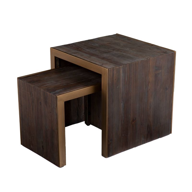 Set of 2 Vensle Reclaimed Wood Nested Accent Tables Natural - Aiden Lane, 5 of 11