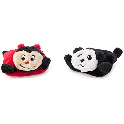 ZippyPaws Squeakie Pad - No Stuffing Dog Toy Unstuffed Chew Toy, Soft Plush Puppy Products, Ladybug & Panda - 6.5"