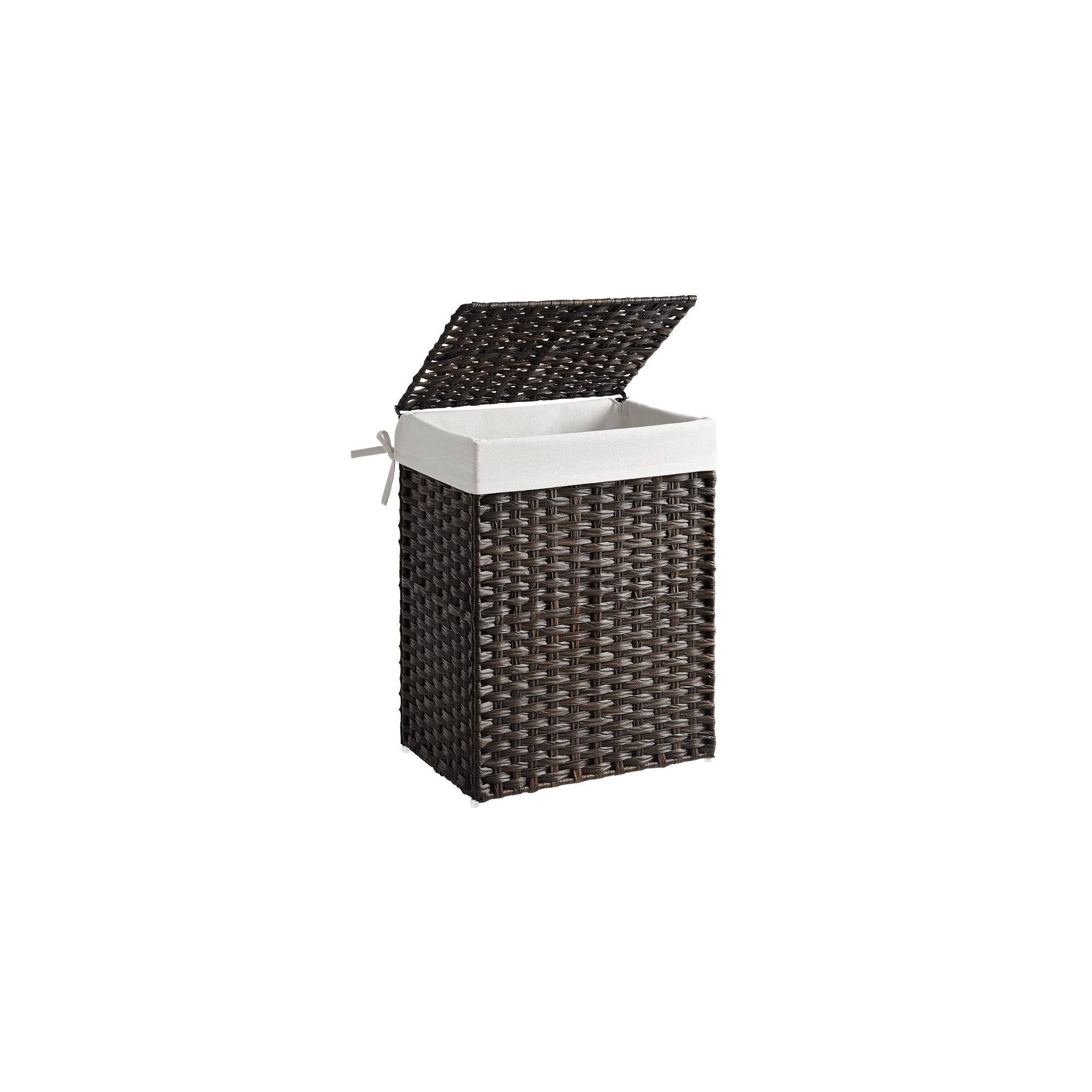 SONGMICS 23.8 Gal (90L) Laundry Hamper Laundry Basket with Lid and Handles Wicker hamper Brown