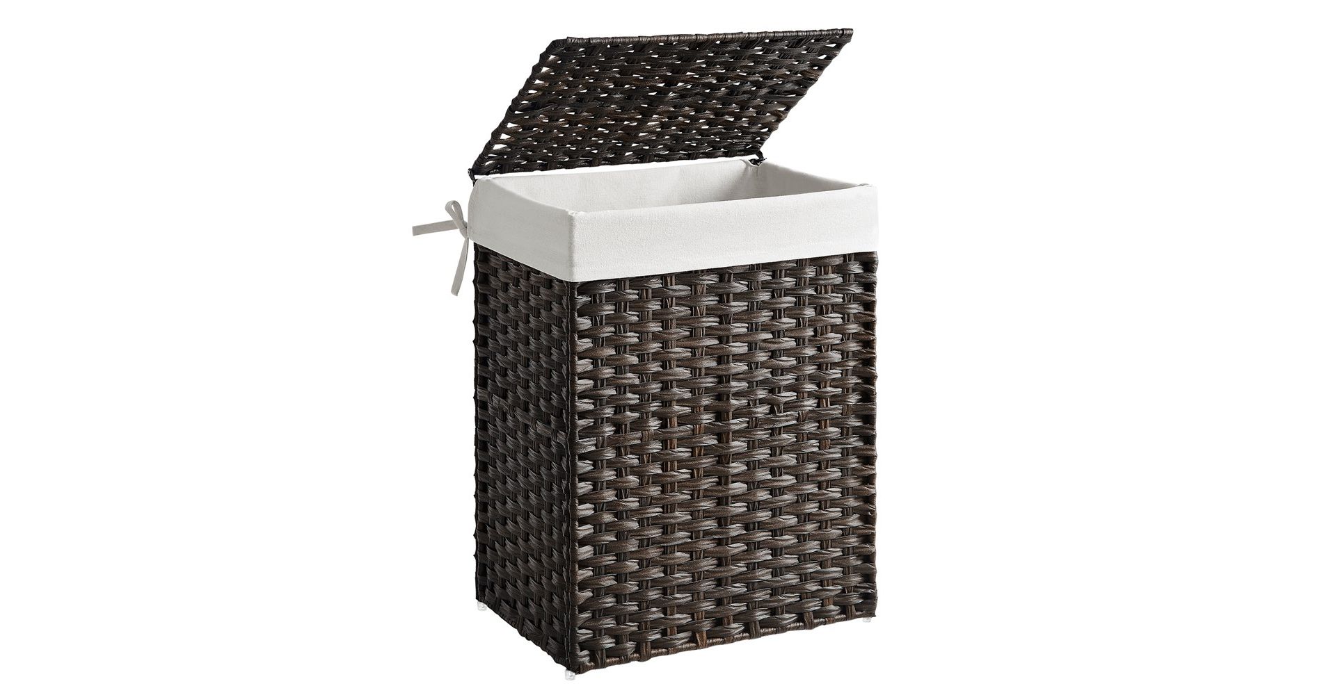 SONGMICS 23.8 Gal (90L) Laundry Hamper Laundry Basket with Lid and Handles Wicker hamper Brown