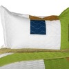 Slickblue 100% TC Fabric Full/Queen Quilt Set, Timeless Geometric Design, Green/Blue, Vermicelli Quilted, 3-Piece Set - 3 of 4