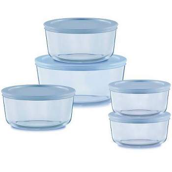 Pyrex Simply Store Tint 10pc Round Lidded Food Container Storage Set Blue