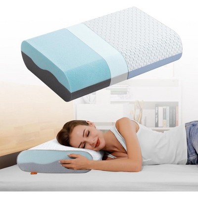 JUJABU 4-Inch Gel Memory Foam Cooling Pillow with Removable Washable Cover, Standard Size Sleep Support