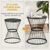 Resenkos Modern Garden Stool, Patio Stool Side Table,16" Steel Patio Side Table with Hourglass Design, Accent Table, Black - 4 of 4