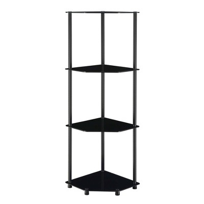 46.5" Designs2Go Classic Glass 4 Tier Corner Shelf Black Glass - Breighton Home