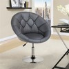 Yaheetech Height Adjustable Swivel Upholstered Round Accent Chair Barrel Chair - 2 of 4