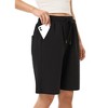 Women's Bermuda Shorts with Zipper Pockets Casual Summer Drawstring Jersey Shorts Elastic Waist Comfy Waffle Shorts - 3 of 4
