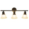 3 Light Metal and Alabaster White Glass Shade Vanity Wall Light Fixture with Metal Accents - Lalia Home - 2 of 4