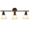 3 Light Metal and Alabaster White Glass Shade Vanity Wall Light Fixture with Metal Accents - Lalia Home - image 2 of 4