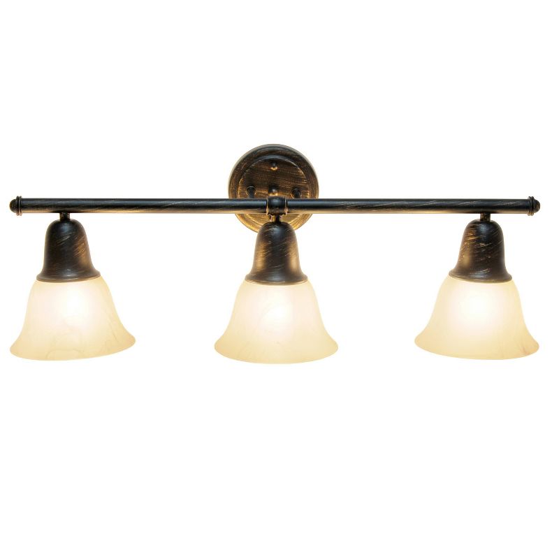 3 Light Metal and Alabaster White Glass Shade Vanity Wall Light Fixture with Metal Accents - Lalia Home, 3 of 10